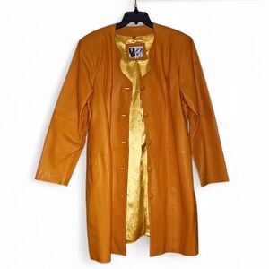 Vintage Women's Orange Leather Coat